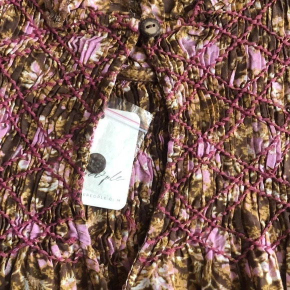 Free People Shea floral dress chocolate combo Medium New with Tags - Picture 10 of 13